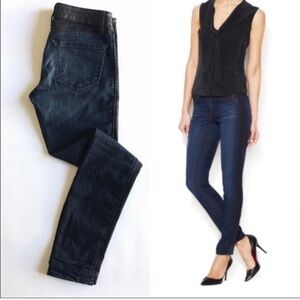 Rich & Skinny Denim Low Rise Dark Wash Panel Stripe Skinny Jeans sz 28